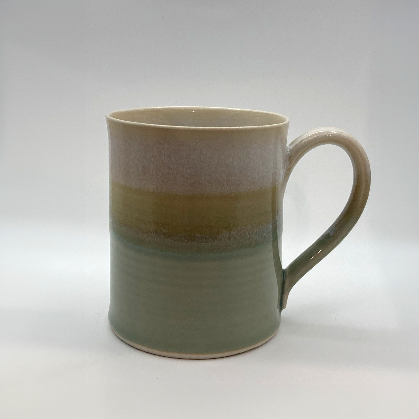 mug handmade variegated green to pink