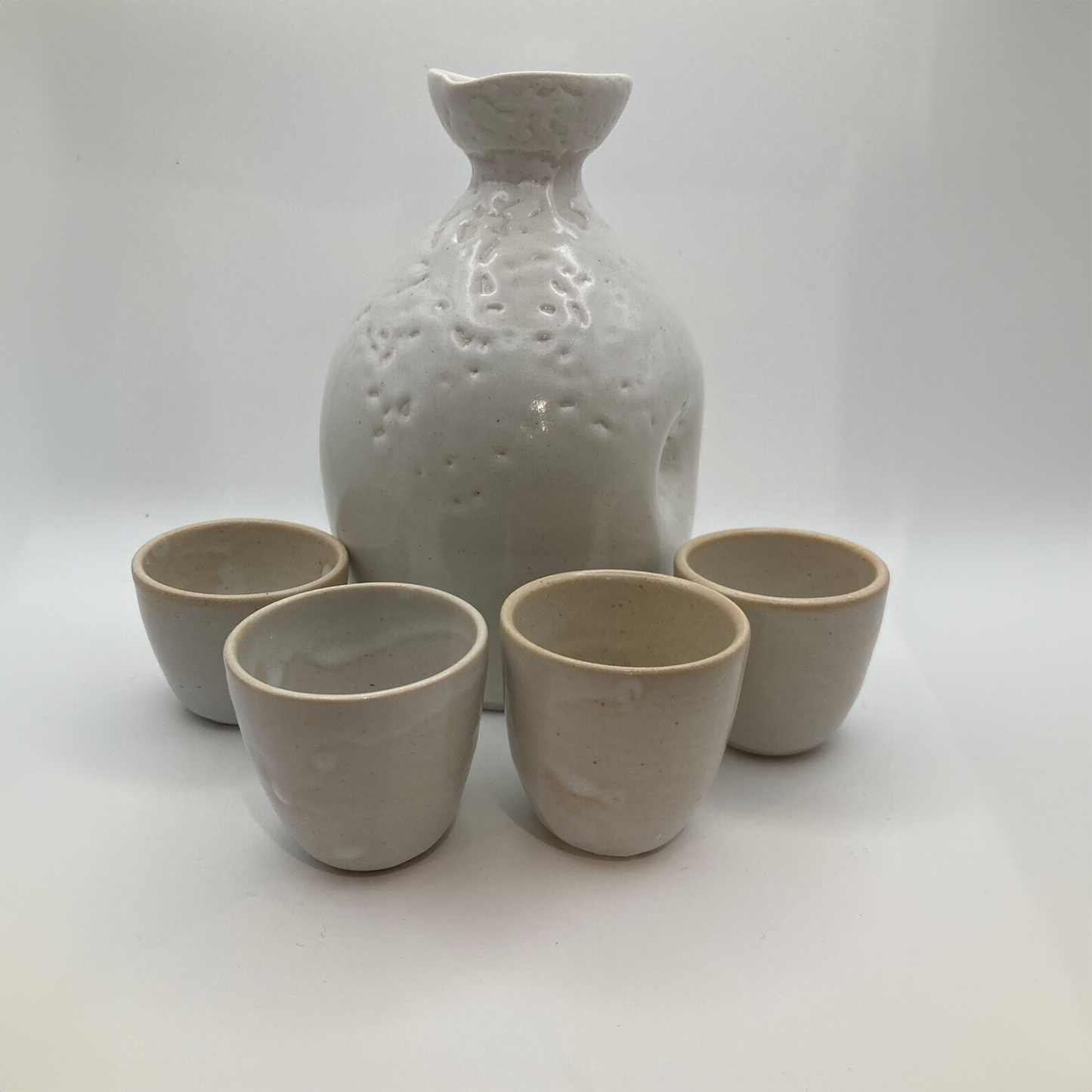 Sake set handmade white shino