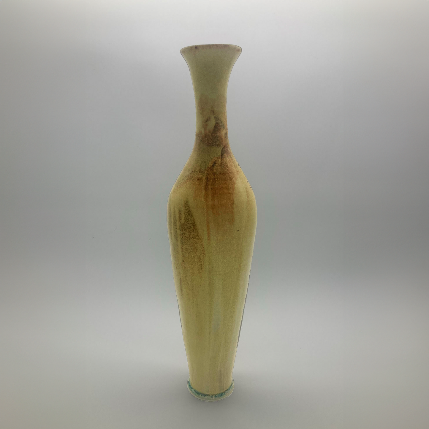 vase tall golden yellow brown and green accents