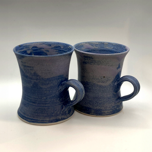 mugs handmade pair blue violet